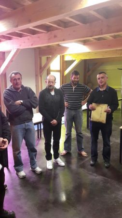 Le nouveau Président Bernard BAYLE (2°à partir de la gauche) accompagné de ses 2 vices présidents Eric DEGA et Didier PARAYRE ( aux 2 extrémités) et le secrétaire Pol DE KERIMEL