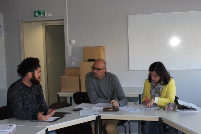 Le district avec Mathieu Galey ( animateur départemental ) et l'IEN avec les CPC en EPS , Philippe Tissinier et Sophie Hermier préparent la mise en place du cycle dans les écoles.