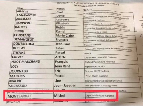 L'invitation protocolaire de Michel Montsarrat à titre député de la Haute Garonne