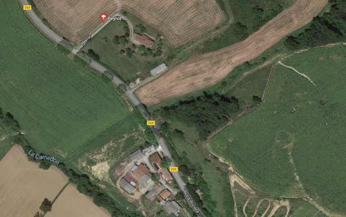 Le lieu de l'accident: RD 25 lieu peyrot en allant vers mailholas