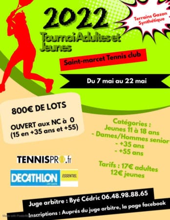 Le grand tournoi de tennis de Saint Marcet aura lieu du 7 au 22 mai, les inscriptions sont ouvertes.