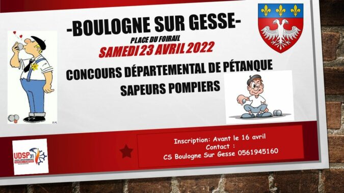 Pour participer au concours départemental de pétanque des sapeurs pompiers de Boulogne, s'inscrire dès à présent.