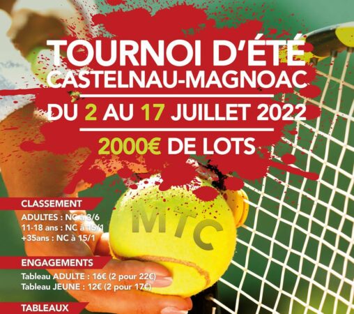Le Tournoi d'été du Magnoac Tennis club se tiendra du 2 au 17 juillet, inscrive-vous dès à présent.