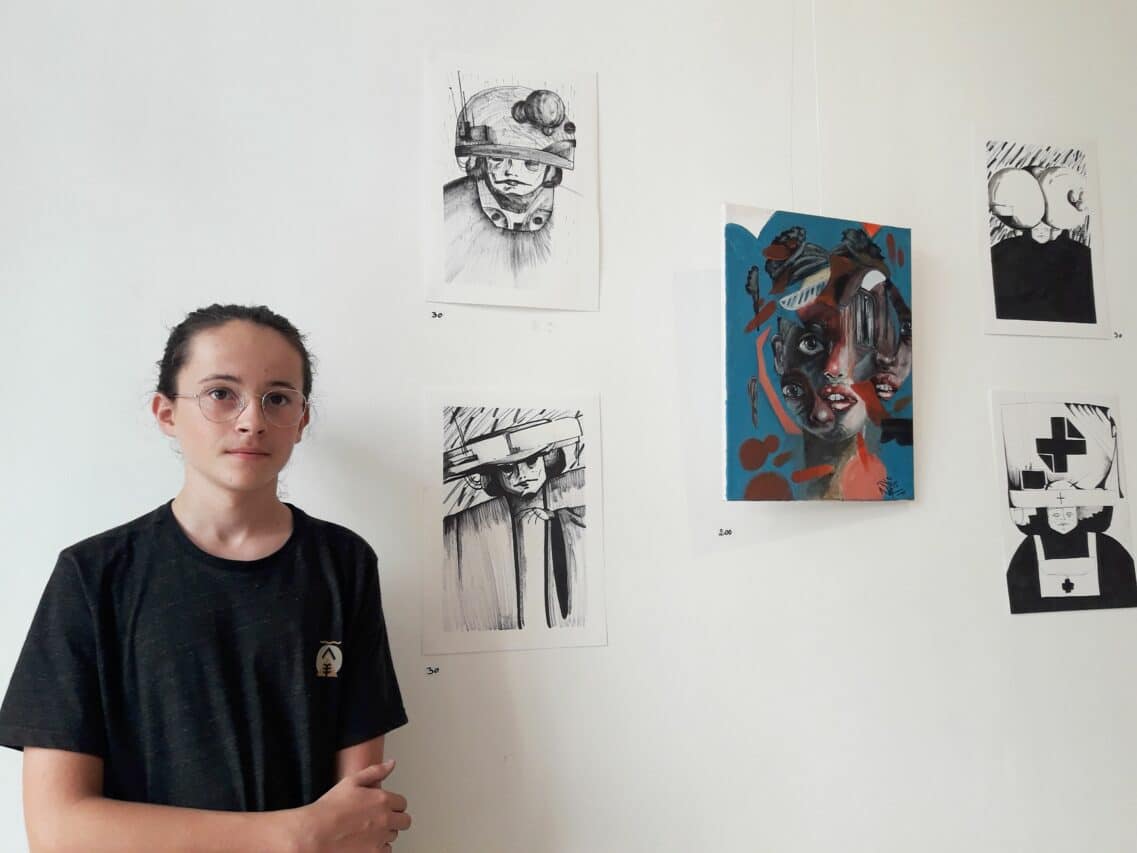 Sacha Gourdin, jeune artiste Alanais fort talentueux, a exposé ses oeuvres à Aurignac la dernière semaine d'août.
