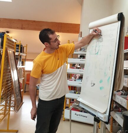 Avec Franck Borie, les ados participant à l'atelier ont appris à dessiner comme les créateurs de Manga, à la médiathèque de l'Isle en Dodon.