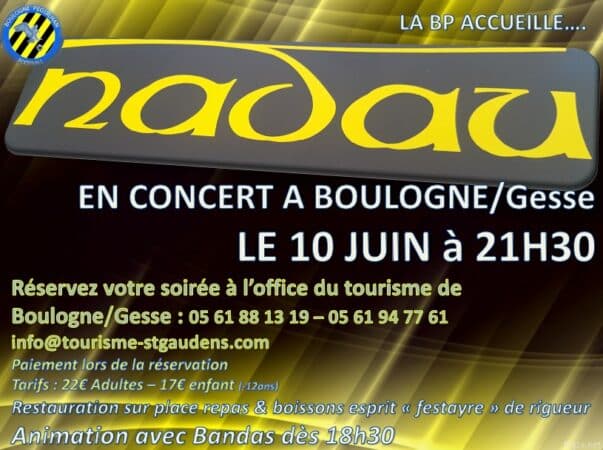 Une soirée à ne pas manquer, le concert de Nadau à Boulogne le 10 juin.