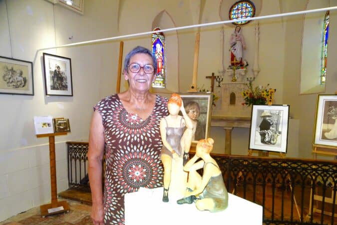 L'exposition de Camell'Arts à la chapelle de Péguilhan-Lunax proposera jusqu'au 6 août tous les week-ends, un bouquet d'artistes (photo d'archives ici la sculptrice Josette Francazal).