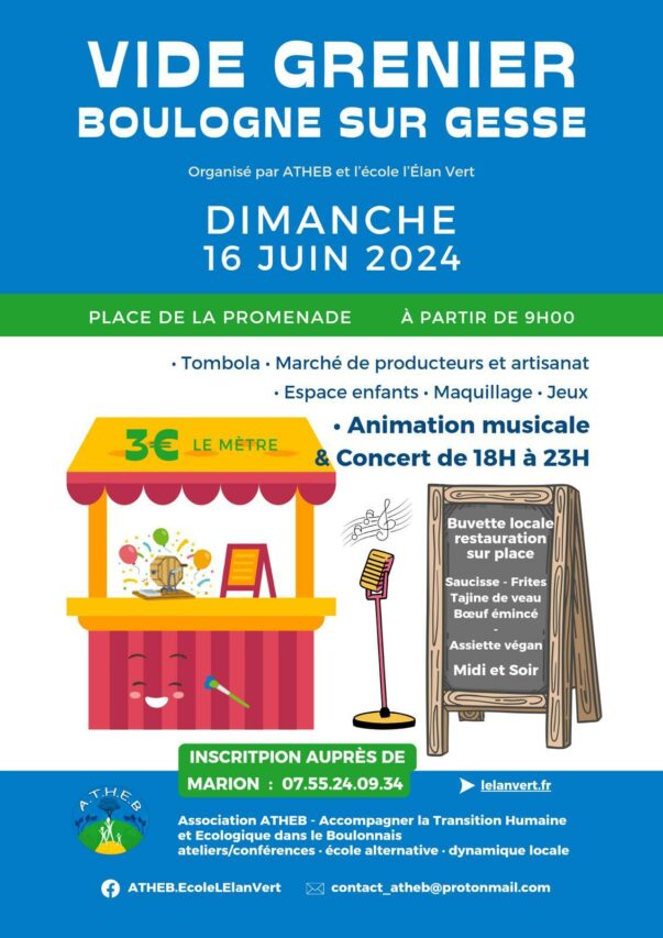 A vos agendas ! le prochain vide-greniers de l'Atheb c'est le 16 juin à Boulogne.