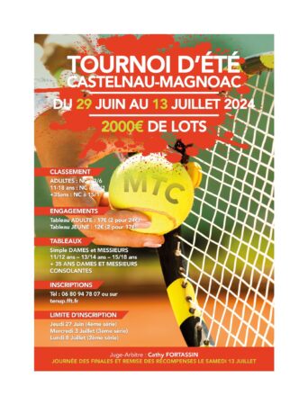 Tournoi d'été au TMC, un grand moment sportif et amical à Castelnau, inscrivez-vous.