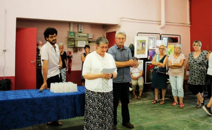 Le vernissage de l'exposition de Cassagnabère-Tournas (Mathieu Fauré, Andrée, Maurice Skup).