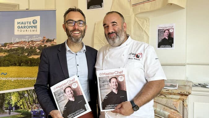 Loïc Gojard et le chef Olivier Verheecke qui a proposé ses spécialités à la dégustation