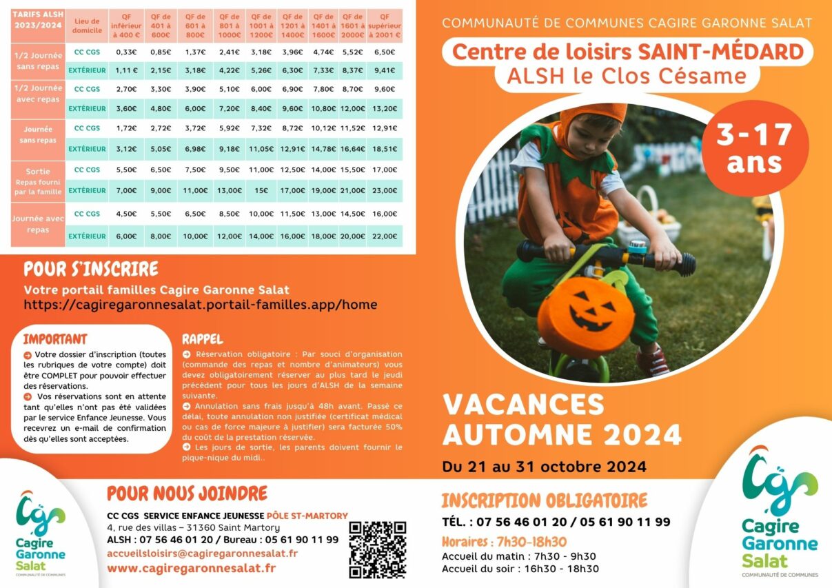 Les équipes d'animation du territoire Cagire Garonne Salat attendent vos enfants dès 3 ans pour des vacances animées dans les centres de loisirs du 21 au 31 octobre inclus.