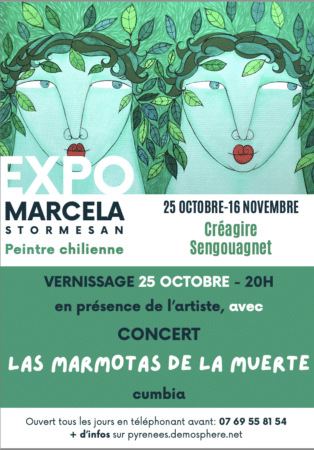 La peintre Chilienne Marcela Stormesan & « Las marmotas de la muerte » ce vendredi 25 octobre à Créagire – L’image & le son dans l’émotion festive,
