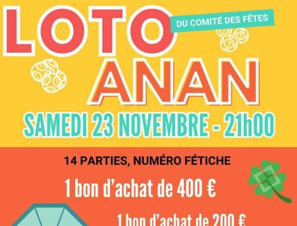 Soirée loto avec le comité des fêtes à Anan.