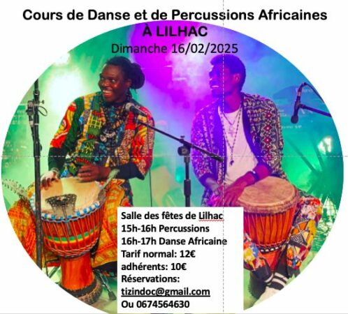 Une nouvelle activité à Lilhac, des cours de danse et de percussions africaines.