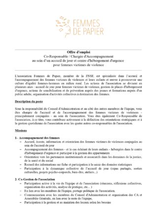 L'association Femmes de Papier recrute à Saint Gaudens.
