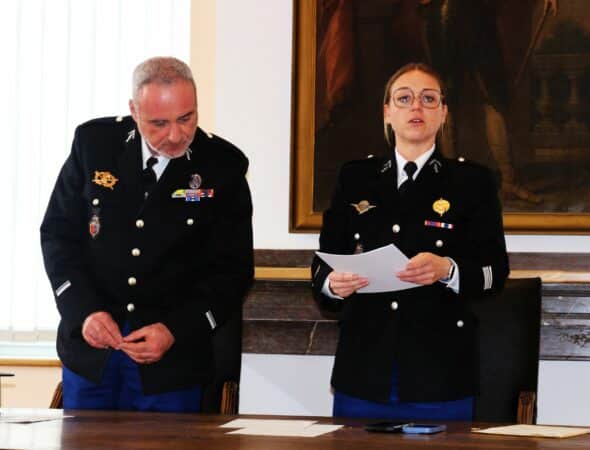 Major Delhoste et la cheffe d'Escadron de Saint-Gaudens Cécile Charras-Dupont.