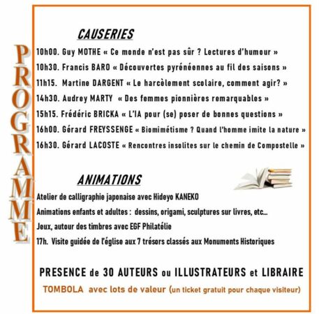 Le programme complet du Salon du livre à Ciadoux.