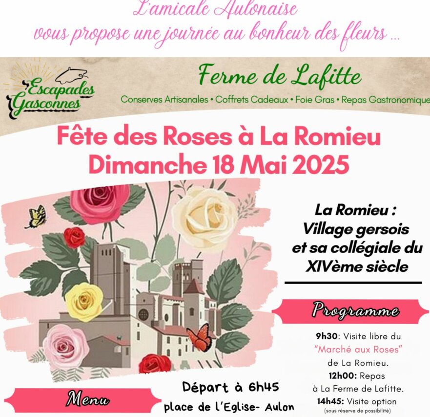Une sortie à La Romieu pour la fête des fleurs, avec les 3 A.
