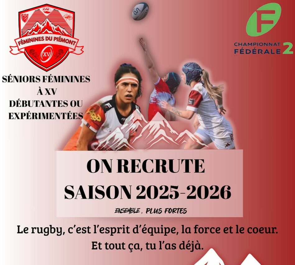 Vous aimez le rugby ? Rejoignez l'aventure des Féminines du Piémont.
