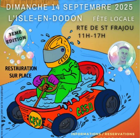 Encore quelques places pour la course de caisses à savon Romain Lécussan à L'Isle en Dodon.