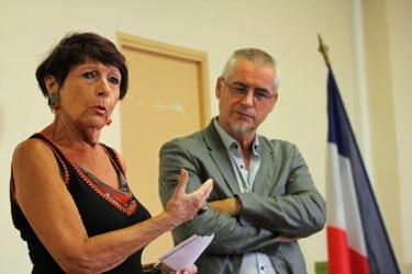 La présidente du comité carbonnais et le maire de la ville lors d'une précédente rencontre.