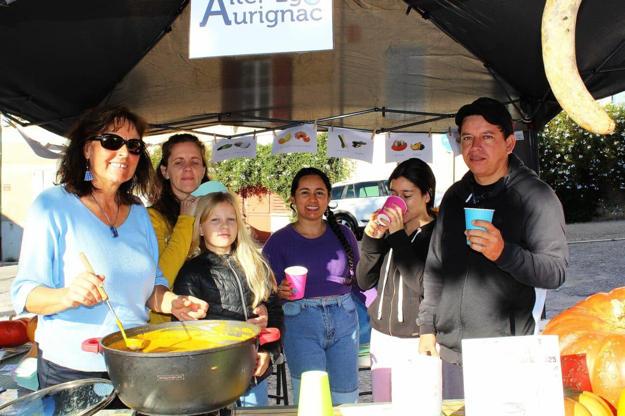 Fête de la courge et des jardins partagés à Aurignac (Brigitte, Sophie, Anaïs, Lucine, Yolanda, Carole, Dylan, et tous les autres)