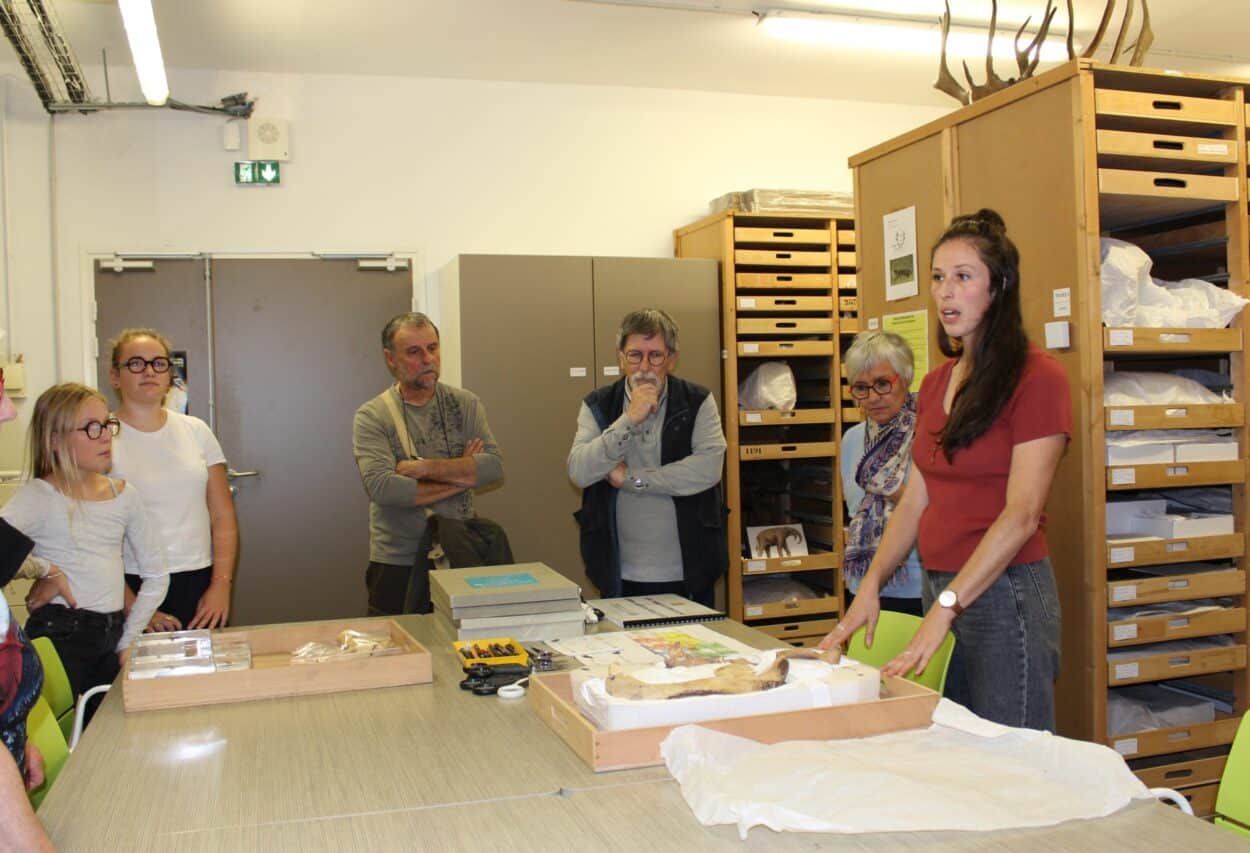 Cendrine Béraud, chargée des Collections au Musée de l'Aurignacien, a fait découvrir la réserve au public.