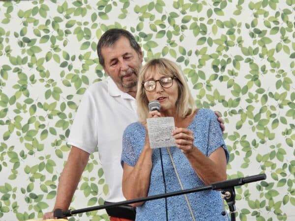 Les cent ans de Mme Galan à l'Ehpad de Boulogne (son fils Michel et sa fille Sylviane).