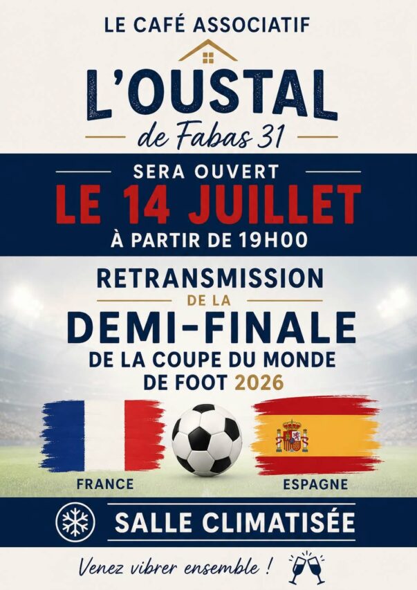 Une soirée climatisée en bonne compagnie pour la coupe du Monde de Foot ? c'est au café associatif de Fabas.