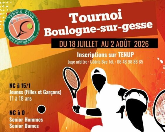 Un tournoi estival avec le club de tennis de Boulogne, du 18 juillet au 2 août.