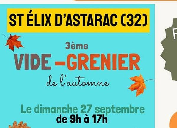 Le vide-greniers de l'automne revient à Saint Elix d'Astarac.